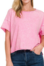 Load image into Gallery viewer, Swanzy Acid Wash Crop Top in Candy Pink
