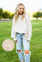 Load image into Gallery viewer, Island Park Side Slit Oversized Sweater in Beige