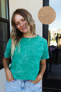 Swanzy Acid Wash Crop Top in Mocha