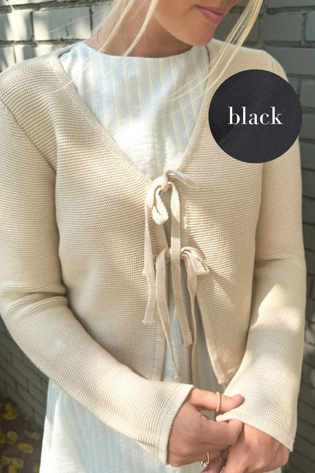 Hampstead Tie Front Cardigan in Black