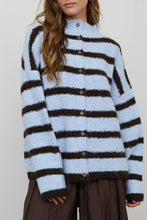 Load image into Gallery viewer, Andover Striped Mockneck Fuzzy Cardigan