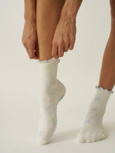 Load image into Gallery viewer, Ruffle Grip Pilates Sock in Pastel Smiley