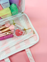 Load image into Gallery viewer, Bon Voyage Easy Wipe Travel Toiletry Case in Orange and Pink Stripes