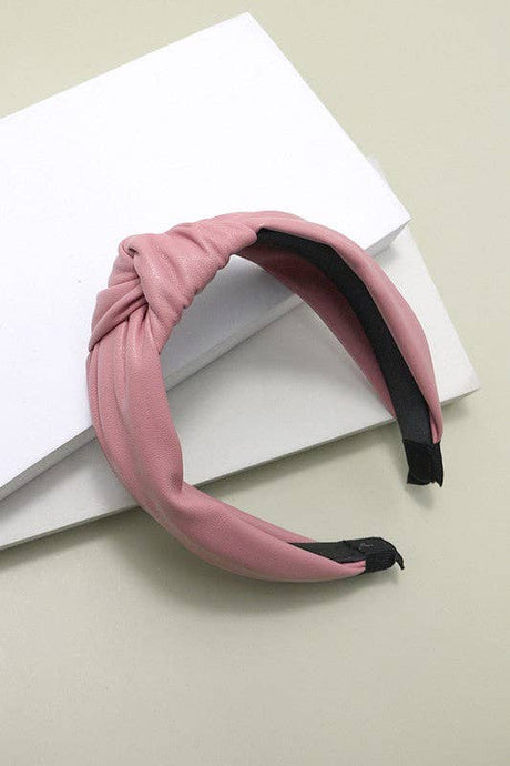 Katy Knotted Headband in Pink Leather