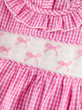 Load image into Gallery viewer, Pink Gingham Bow Embroidered Baby Girl Romper