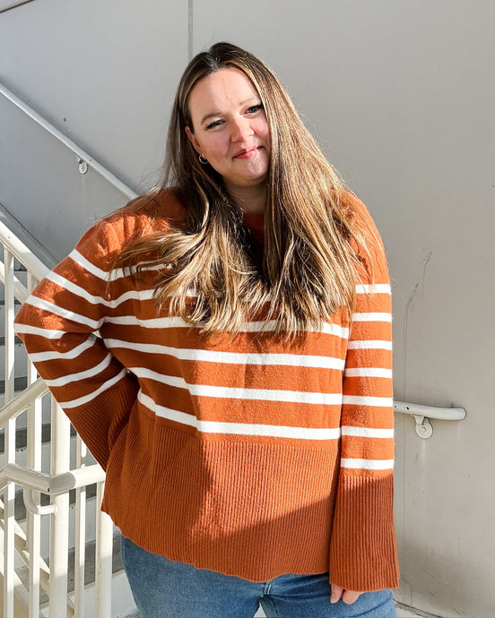 Everett Striped Sweater in Rust