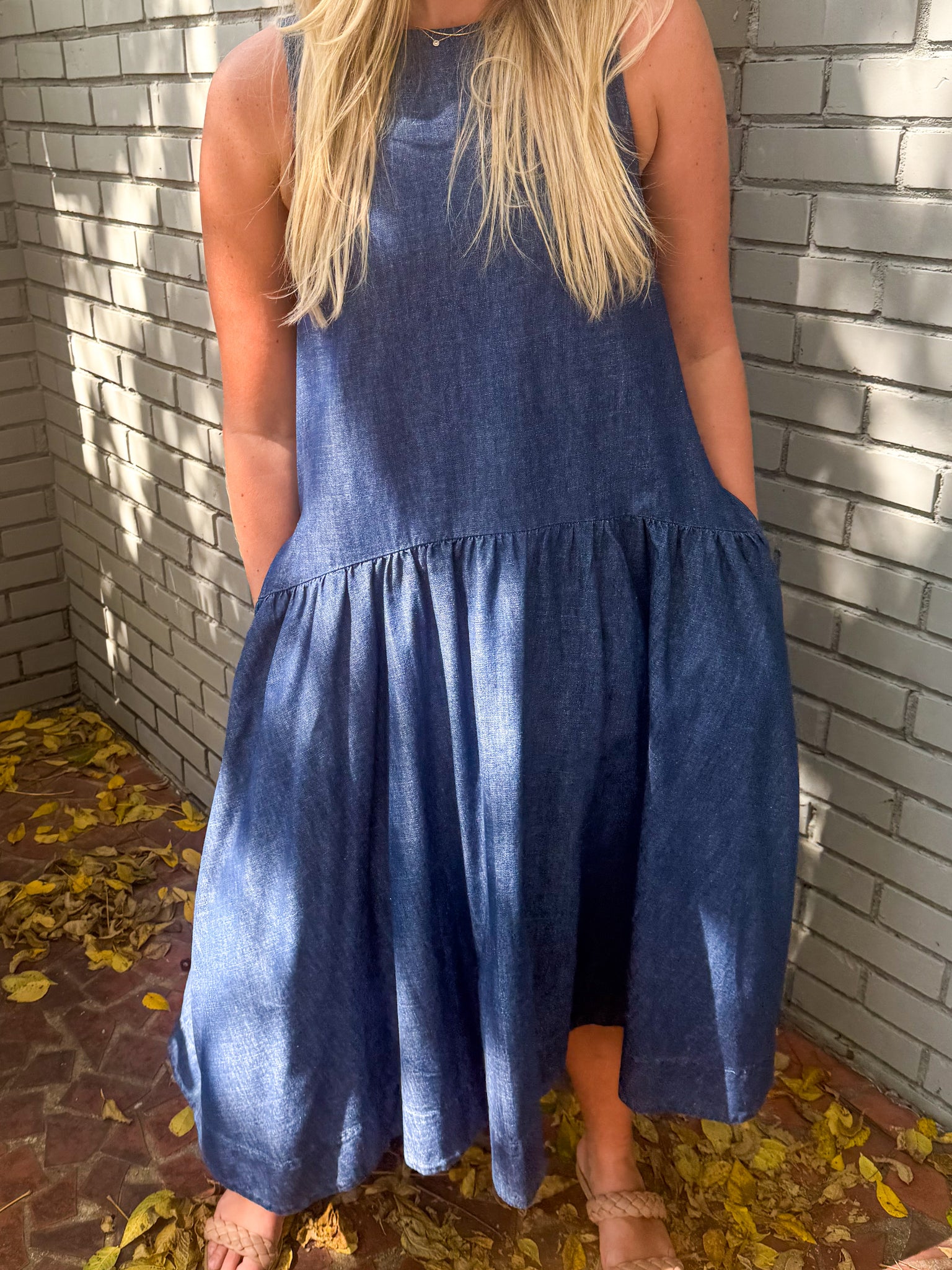 Dallas Sleeveless Denim Dress SMALL