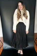 Load image into Gallery viewer, Providence Tiered Smocked Waistband Black Skirt