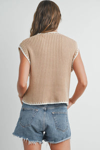 Lone Star Sleeveless Knit Vest in Taupe