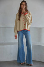 Load image into Gallery viewer, Ballantyne Rolled Crewneck Cardigan in Taupe