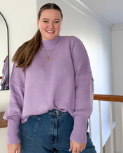 Load image into Gallery viewer, Island Park Side Slit Oversized Sweater in Lavendar