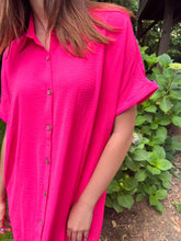 Load image into Gallery viewer, Beverly Hills Shirt Dress in Hot Pink