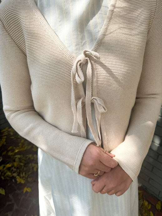 Hampstead Tie Front Cardigan in Cream