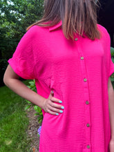 Load image into Gallery viewer, Beverly Hills Shirt Dress in Hot Pink