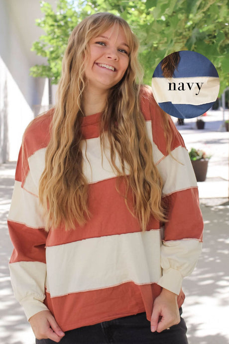 Coronado Striped Pullover in Butter + Navy