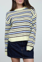 Load image into Gallery viewer, Kenai Striped Crewneck Sweater in Butter + Blue