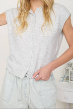 Load image into Gallery viewer, Chapel Hill Rolled Collar Top in Light Grey