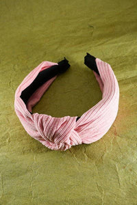 Katy Knotted Headband in Pink Corduroy