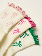 Load image into Gallery viewer, Ruffle Grip Pilates Sock in Pink Bows