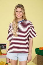 Load image into Gallery viewer, East Bay Striped Tee in Burgundy