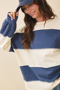Coronado Striped Pullover in Butter + Navy