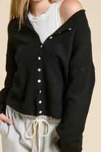 Load image into Gallery viewer, Highlands Button Down Cardigan Top in Black