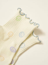 Load image into Gallery viewer, Ruffle Grip Pilates Sock in Pastel Smiley