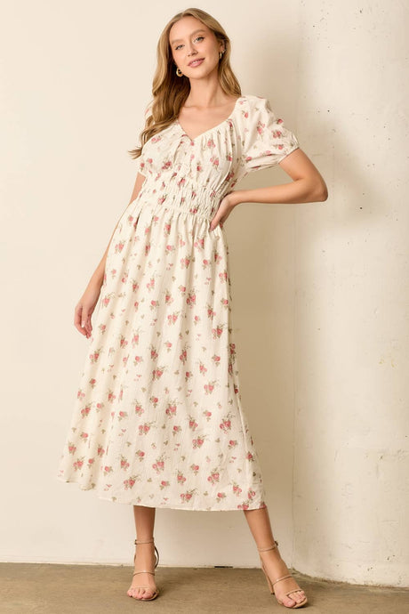 Eagan Smocked Waistline Floral Dress
