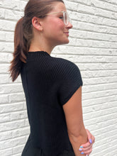 Load image into Gallery viewer, Foggy Bottom Short Sleeve Sweater in Black