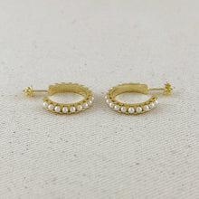 Load image into Gallery viewer, Paris Jewelry Collection: Pearl Gold Hoops