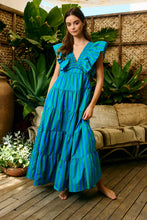 Load image into Gallery viewer, Charleston Ruffled Stripe Dress in Orange + Peach