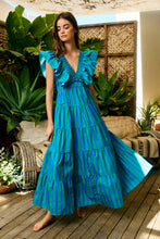 Load image into Gallery viewer, Charleston Ruffled Stripe Dress in Orange + Peach