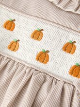 Load image into Gallery viewer, Pumpkin Embroidery Smock Plaid Dress