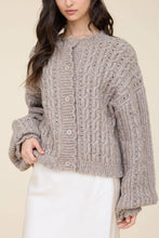Load image into Gallery viewer, Cambridge Eyelet Cable Knit Cardigan in Taupe