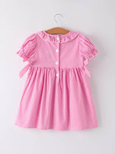 Load image into Gallery viewer, Pink Gingham Bow Embroidered Dress