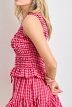 Load image into Gallery viewer, Midtown Smocked Pink Gingham Top