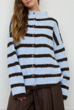 Load image into Gallery viewer, Andover Striped Mockneck Fuzzy Cardigan