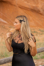 Load image into Gallery viewer, The Bow Collection: Black Satin Bow Clips