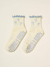 Load image into Gallery viewer, Ruffle Grip Pilates Sock in Light Blue Bows