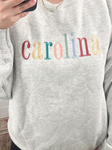 The Crewneck Collection: Carolina Embroidered Sweater