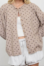 Load image into Gallery viewer, Burnswick Polka Dot Raw Edge Cardigan in Mocha