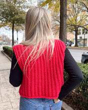 Load image into Gallery viewer, Reston Gold Button Knit Vest in Red