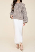 Load image into Gallery viewer, Cambridge Eyelet Cable Knit Cardigan in Taupe