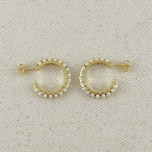 Load image into Gallery viewer, Paris Jewelry Collection: Pearl Gold Hoops