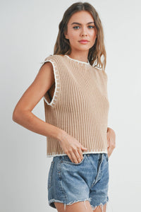Lone Star Sleeveless Knit Vest in Taupe