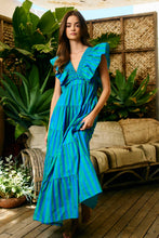 Load image into Gallery viewer, Charleston Ruffled Stripe Dress in Orange + Peach