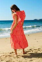 Load image into Gallery viewer, Charleston Ruffled Stripe Dress in Blue + Green