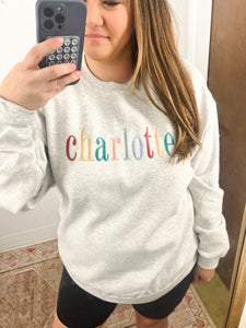 The Crewneck Collection: Charlotte Embroidered Crewneck