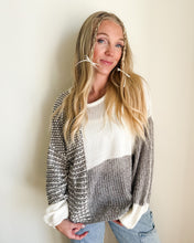 Load image into Gallery viewer, Warwick Neutral Color Block Sweater in Grey