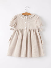 Load image into Gallery viewer, Pumpkin Embroidery Smock Plaid Dress